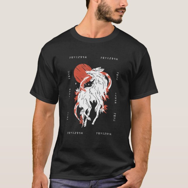 T-shirt Norse Nordique Wolf Motif Chiens Amateurs Et Wolf  (Devant)