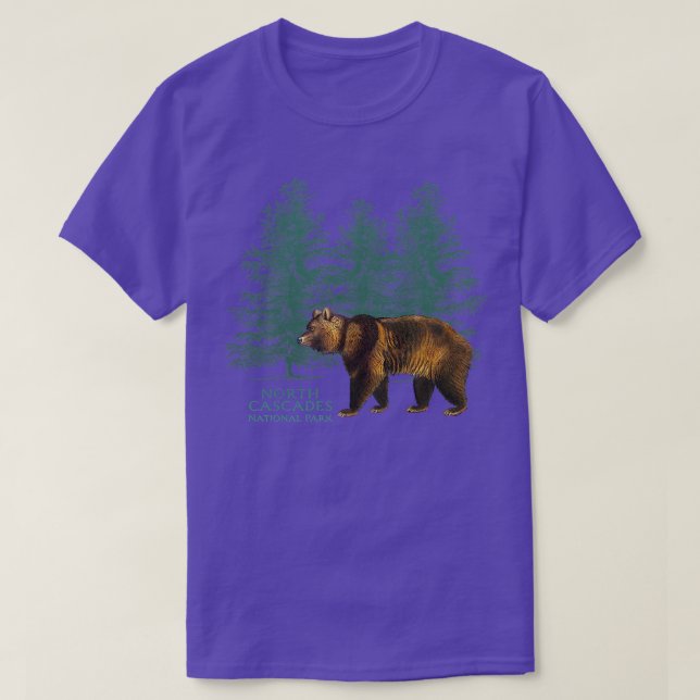 T-shirt North Cascade National Park Washington Bear Trees (Design devant)
