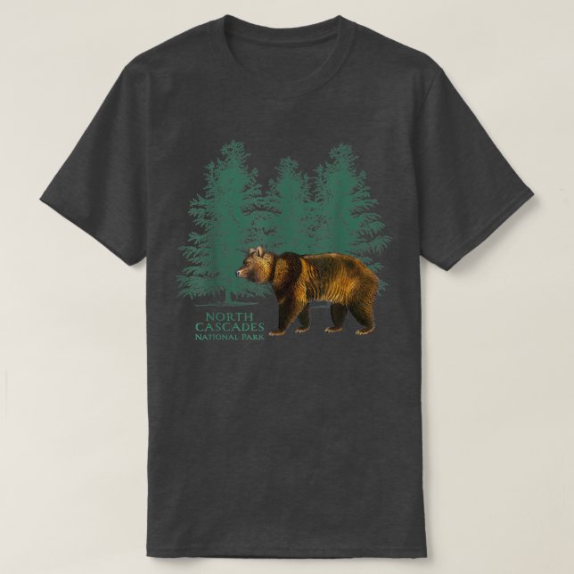 T-shirt North Cascade National Park Washington Bear Trees (Design devant)