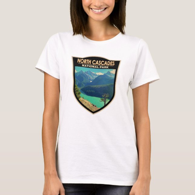 T-shirt North Cascades National Park Washington Watercolor (Devant)