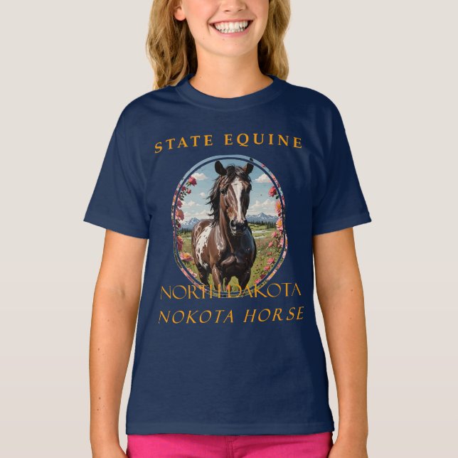 T-shirt North Dakota Territory Horse Le Nokota (Devant)