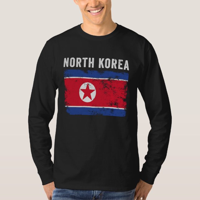 T-shirt North Korea Flag Distressed  Men Women  North Kore (Devant)