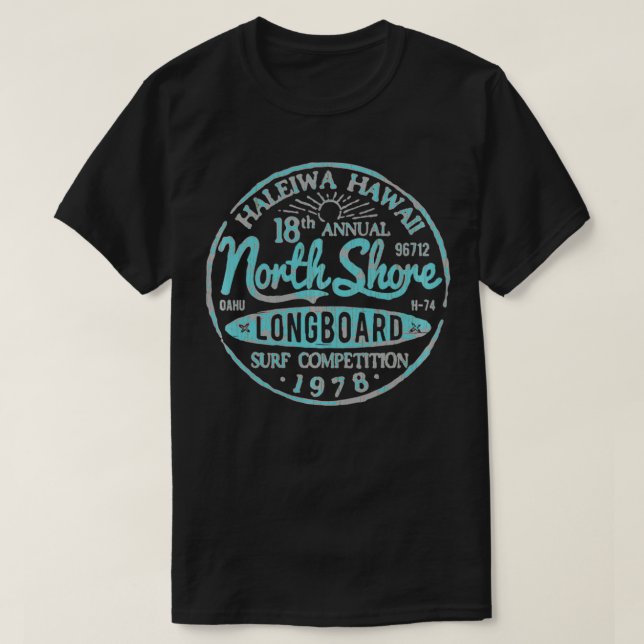 T-shirt North Shore Hawaii Long Board Surf (Design devant)