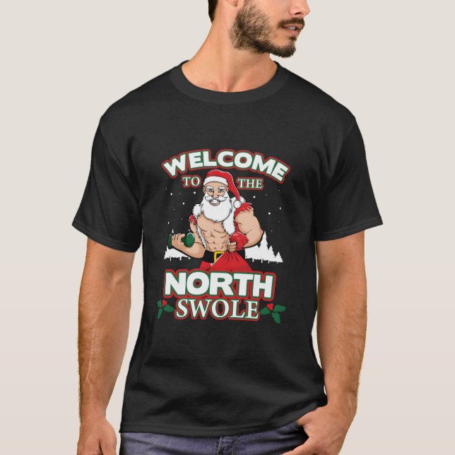 T-shirt North Swole Santa Claus Weight Lifting Gym entraîn (Devant)