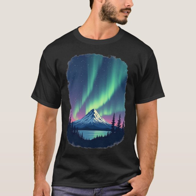 T-shirt Northern Lights Mountain Aurora Borealis (Devant)