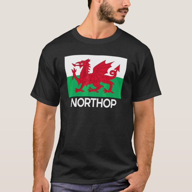 T-shirt Northop Wales Welsh Flag Baner Y Ddraig Goch (Devant)