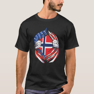 T-shirt Norvège Drapeau américain Fière de mon héritage no