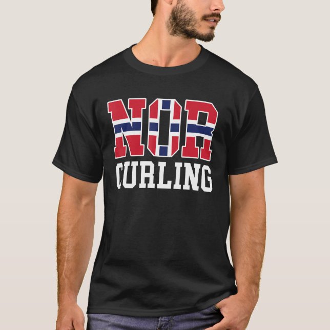 T-shirt Norvège Drapeau Curler Norvégien Ou Curling (Devant)