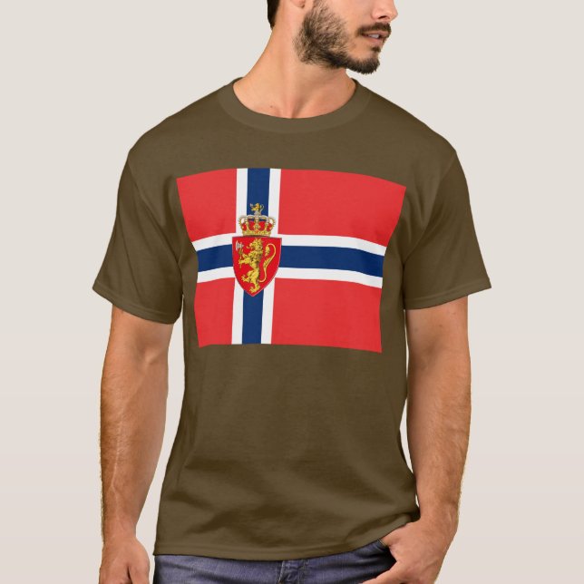 T-shirt Norvège, drapeau norvégien, armoiries/Odée (Devant)