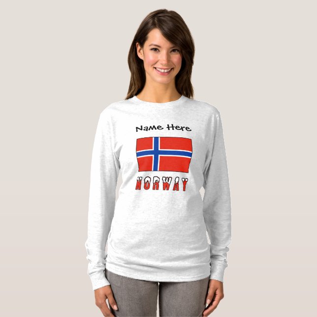 T-shirt Norvège Drapeau norvégien Noir Personnalisation (Devant entier)