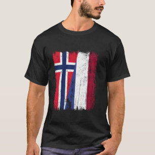 T-shirt Norvège Hollande Demi Drapeau Héritage Norvégien N