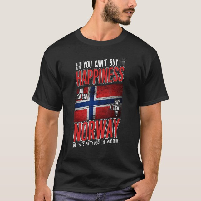 T-shirt Norvège : Le Bonheur Phrase Norvège Drapeau Norvèg (Devant)
