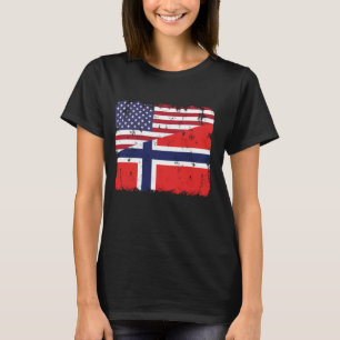 T-shirt Norvège Norge Norwegian American Flag Pride Herita