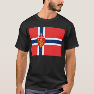 T-shirt Norvège, pavillon norvégien, avec armoiries/noir