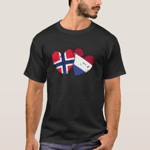 T-shirt Norvège Pays-Bas Cœurs Drapeau Norvégien Néerlanda