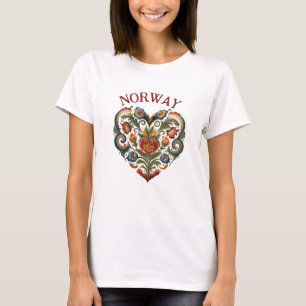 T-shirt Norvège Rosemaling Folk Art Heart