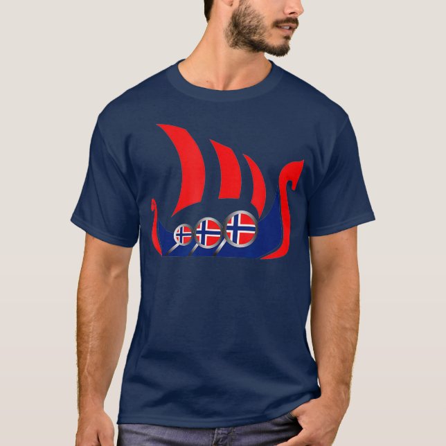 T-shirt Norvège Viking Ship Norwegian Drapeau Dragon Batea (Devant)