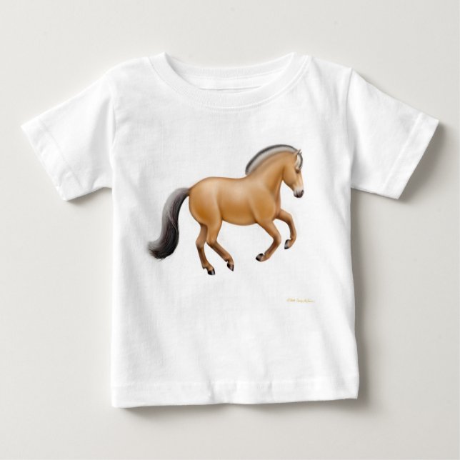T-shirt norvégien de nourrisson de cheval de fjord (Devant)