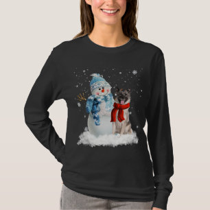 T-shirt Norvégien Elkhound Chien Noël Snowman Noël