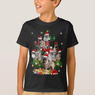 T-shirt Norvégien Elkhound Jeu d'Arbre de Noël Lumières Dr
