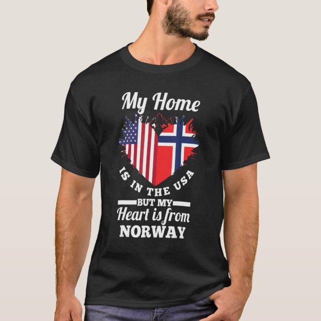 T-shirt Norvégien Ma Maison Est Aux Etats-Unis Mais Mon Co (Devant)