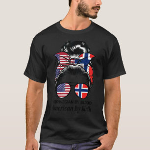 T-shirt Norvégien Par Sang Américain Par Naissance Norvège
