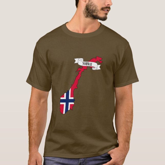 T-shirt  Norway flag map (Devant)