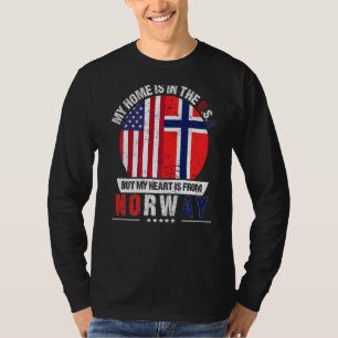 T-shirt Norwegian American Patriot Heart Est De Norvège Gr
