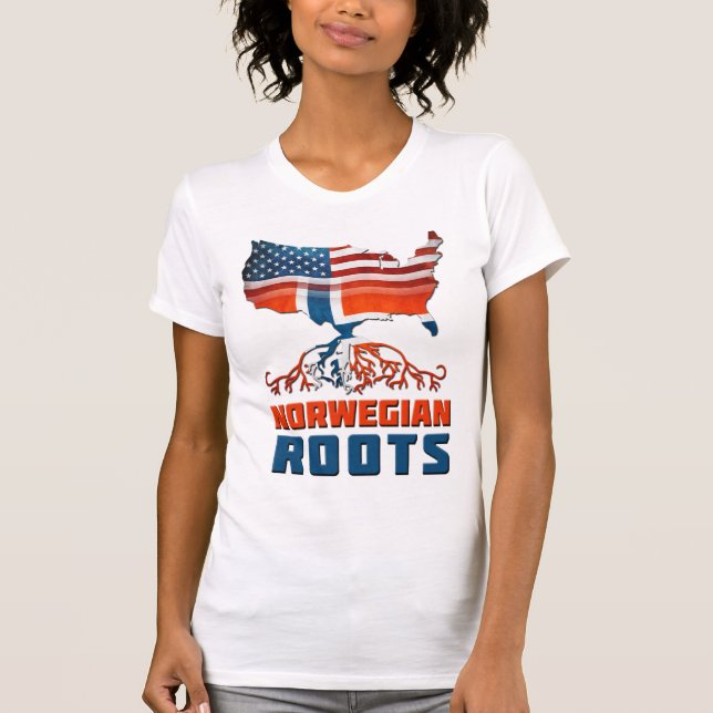 T-shirt Norwegian Roots USA Flag Heritage (Devant)