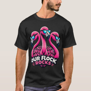 T-shirt Nos Flock Rocks Amusants Flamant rose Lunettes de