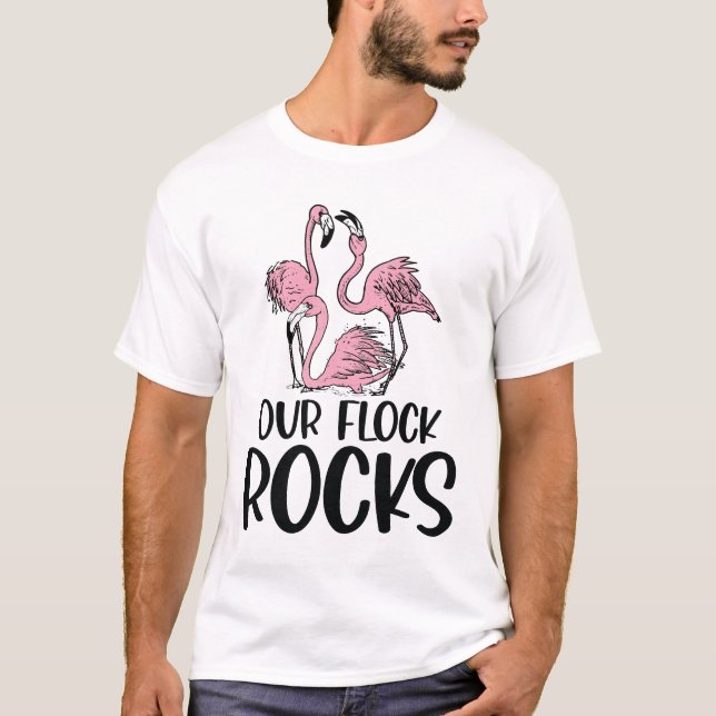 T-shirt Nos Flock Rocks - Flamant rose drôle (Devant)