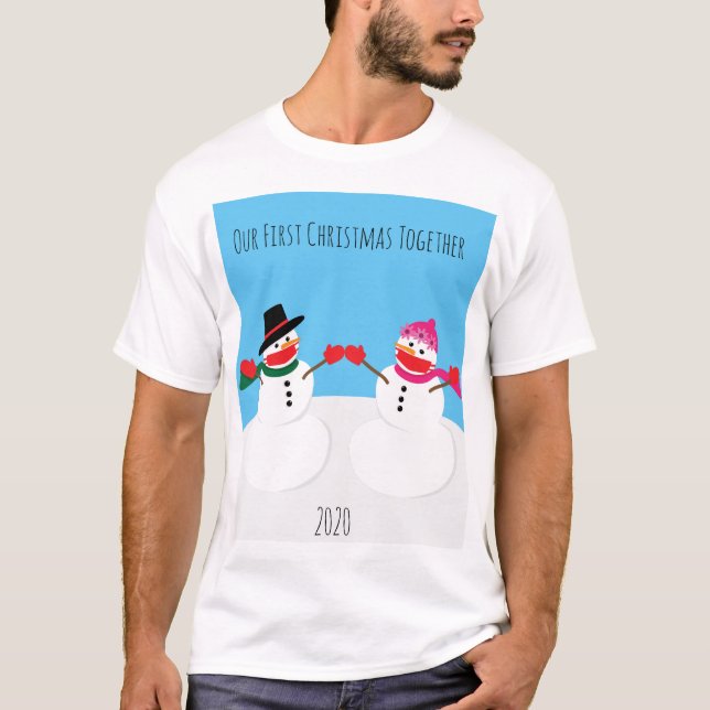 T-shirt Nos premiers masques de neige de Noël 2020 (Devant)