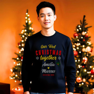 T-shirt Nos premiers Noël ensemble Flammes de neige Noir