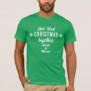 T-shirt Nos premiers Noël ensemble Flèches de neige vert