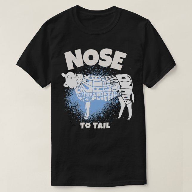 T-shirt Nose to Tail Cow Carnivore Keto Paleo Diet (Design devant)