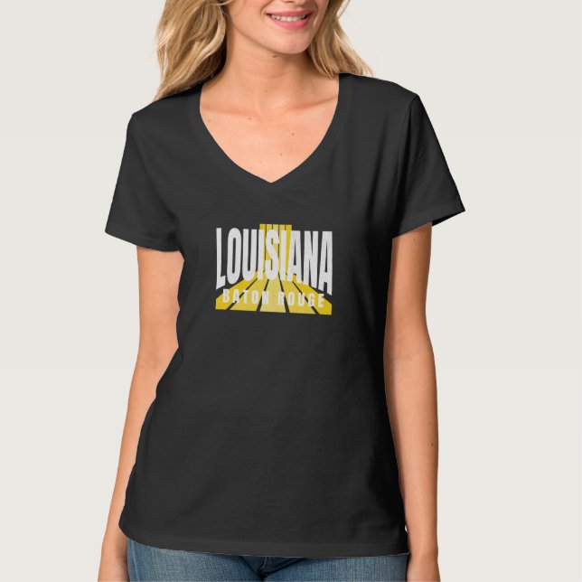 T-shirt Nostalgic Baton Rouge Cool Purple & Yellow Louisia (Devant)
