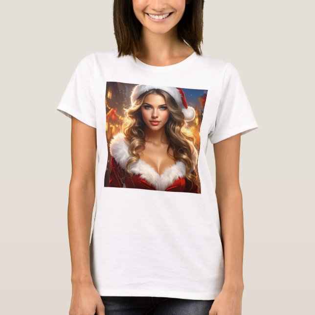 T-shirt Nostalgic Christmas Santa Girl (Devant)