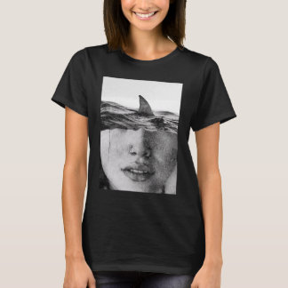 T-shirt Not Afraid  Surfer  White Shark  Collage  Classic