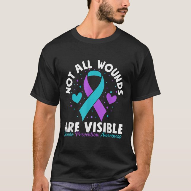 T-shirt Not All Wounds Are Visible Suicide Awareness Menta (Devant)