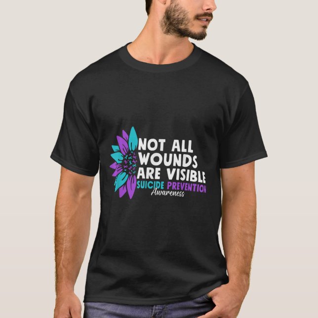 T-shirt Not All Wounds Are Visible Suicide Awareness Menta (Devant)