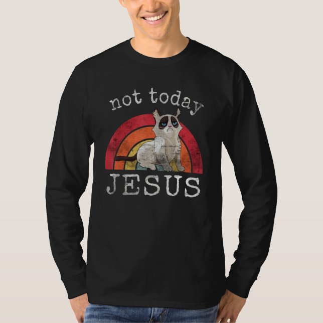 T-shirt Not Today Jesus Satanic  Cat Rainbow (Devant)