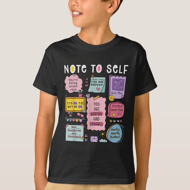 T-shirt Note à soi-même Psychologue Sensibilisation à la s (Devant)