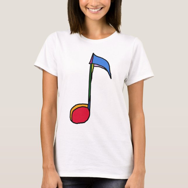 T-shirt note de musique colorée graphique (Devant)
