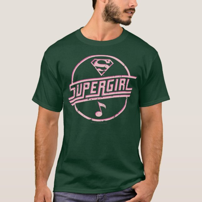 T-shirt Note de musique rose Supergirl (Devant)