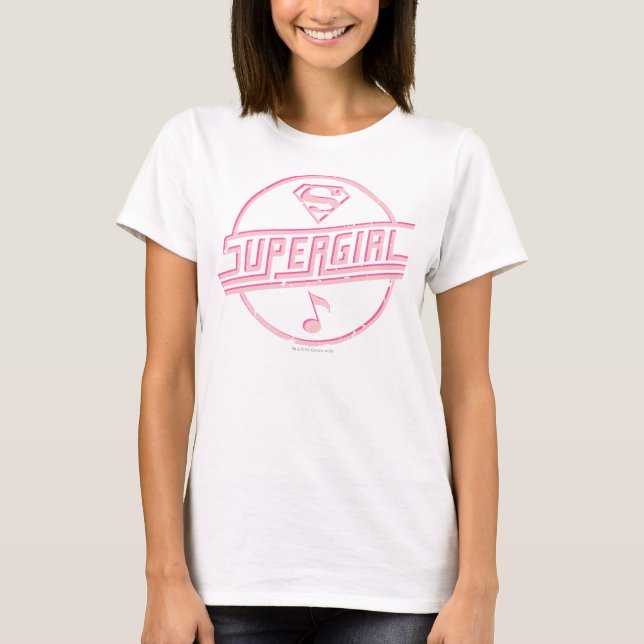 T-shirt Note de musique rose Supergirl (Devant)