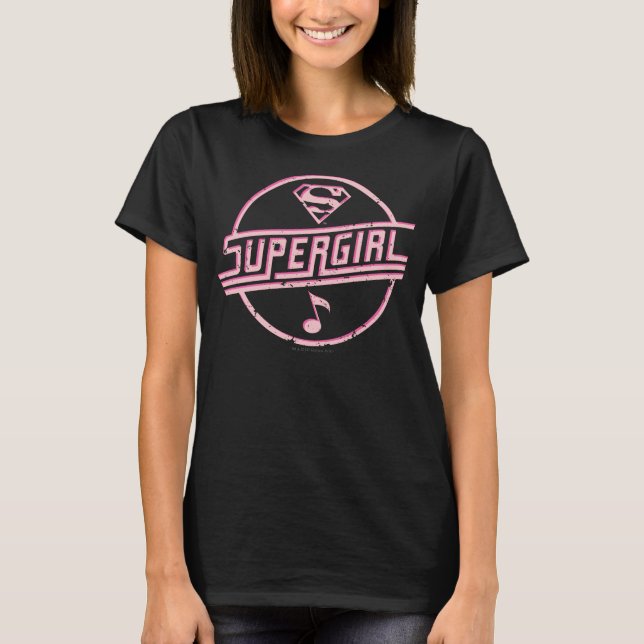 T-shirt Note de musique rose Supergirl (Devant)