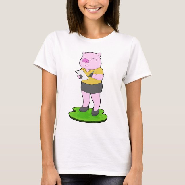 T-shirt Note du secrétaire cochon (Devant)
