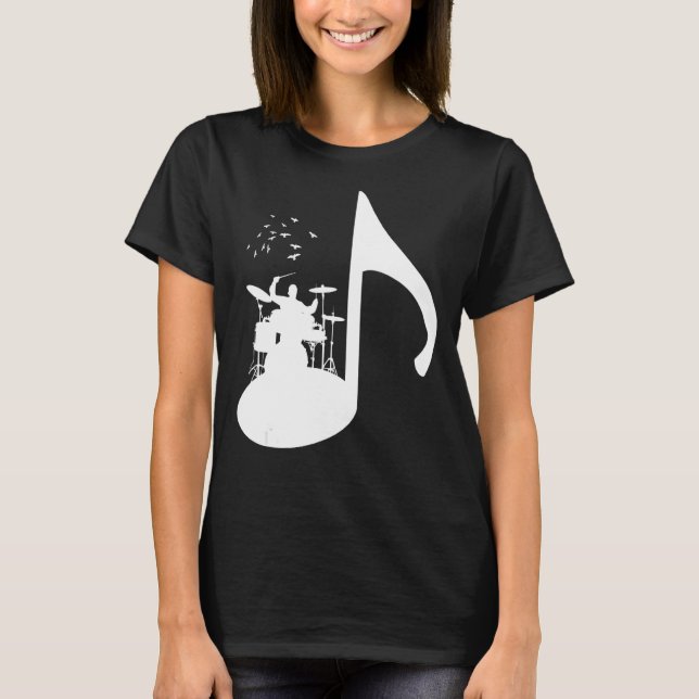 T-shirt Noter Oiseaux Drummer Design (Devant)