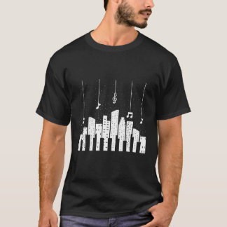 T-shirt Notes City Keys Piano Piano Synthesizer Clavier