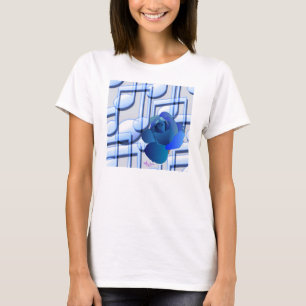 T-shirt Notes de Musique Bleue et Manches Longue Fleur Ros